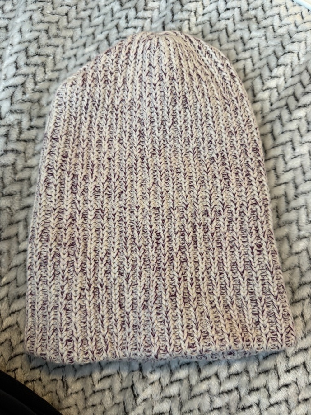 Lou & Grey Marled Cream and Purple Knit Beanie